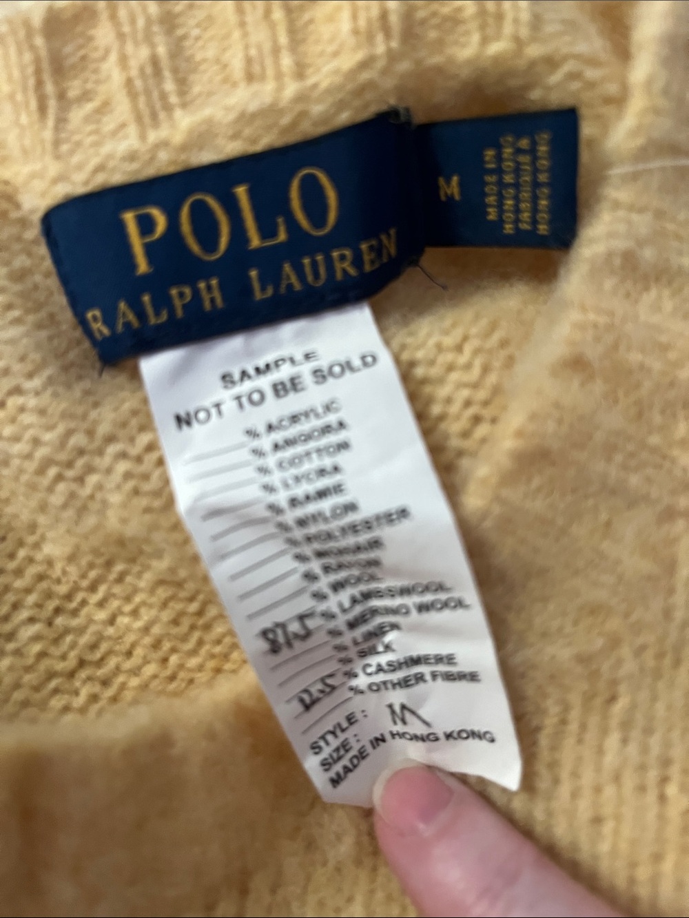 NEW! Polo by Ralph Lauren Yellow Crewneck Sweater with Brown Elbow Patch - Picture 14 of 16